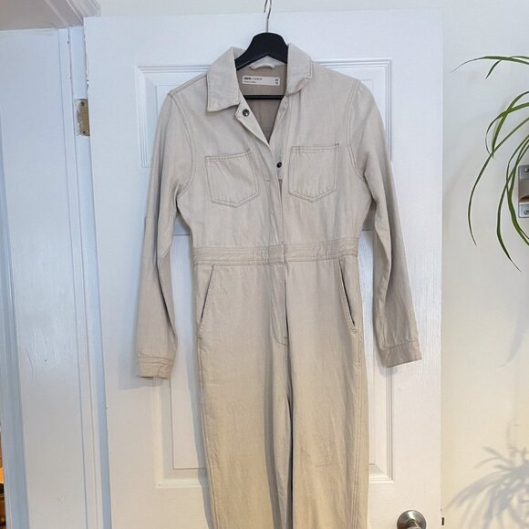 ASOS DESIGN premium denim utility boilersuit in bone white - Picture 2 of 10